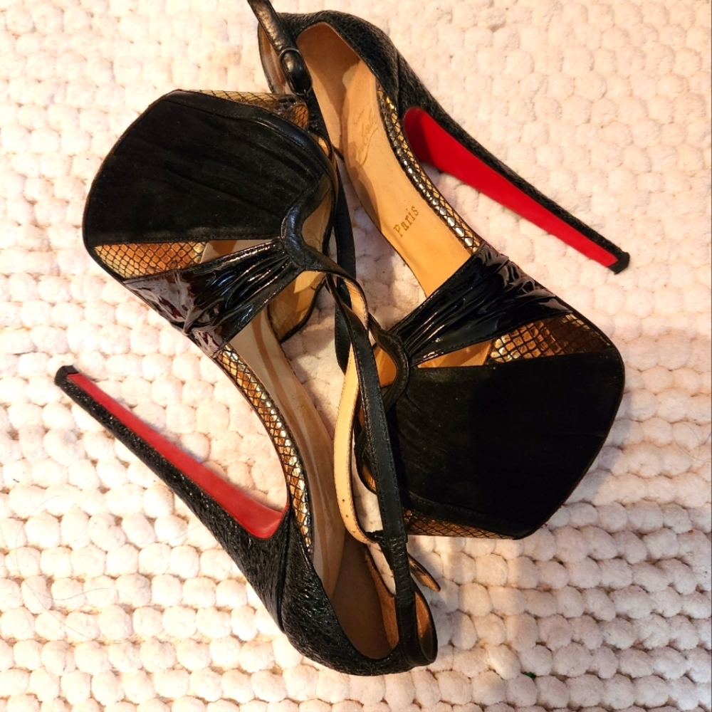 Christian Louboutin Divinoche 160 Black Gold 39 size 36.5
